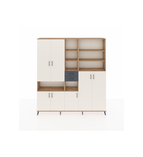 Arges Dolap 17 Raflı 2 Çekmeceli 7 Kapaklı 220x30x243 Çam-Aytaşı/Antrasit