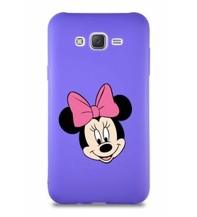 Samsung Galaxy J7 Core Soft Premier Kapak Minnie Mouse-C Tasarımlı Silikon Kılıf - Mor (Şeffaf)
