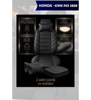civic fc5 2020 Koltuk ve Kılıf uyumlu Siyah Minder Lüks Yastık 2 Minder 2 Yastık