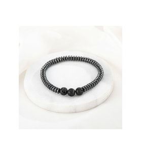 Unisex - Hematit Ve Lav Doğal Taşlı Elegant Bileklik