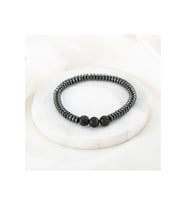 Unisex - Hematit Ve Lav Doğal Taşlı Elegant Bileklik