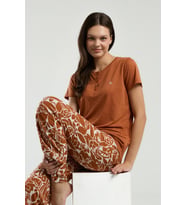 Arnetta 3229 Kadın Kehribar Bisiklet Yaka Kısa Kollu Pijama Takım