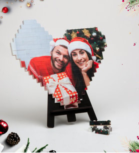 Yılbaşına Özel Fotoğraflı Kalp Lego Blok Puzzle