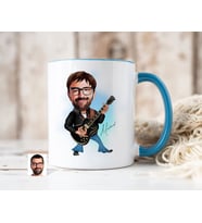 Bk Gift Kişiye Özel Rock And Roll Karikatürlü Mavi Kupa Bardak-1, Sevgiliye Hediye, Arkadaşa Hediye