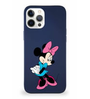 Apple iPhone 12 Pro Max Soft Premier Kapak Minnie Mouse-F Tasarımlı Silikon Kılıf - Lacivert (Şeffaf)
