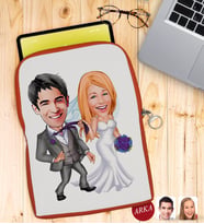 BK Gift Kişiye Özel Evleniyoruz Karikatürlü Taşınabilir Koruyucu Tablet Kılıfı & Organizer Çanta - Turuncu-6