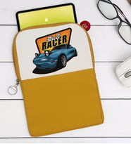 BK Gift Street Racer Tasarımlı Taşınabilir Koruyucu Tablet Kılıfı & Organizer Çanta - Sarı-1