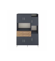 Hyperion Dolap 9 Raflı 2 Çekmeceli 6 Kapaklı 132x44x195 Antrasit-Antrasit/Çam