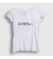 Presmono Kadın Beyaz Save Lives Hediye Hemşire Doktor T-Shirt 472108tt (Beyaz)