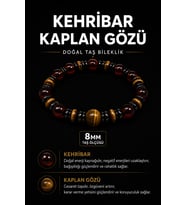 Kehribar Kaplan Gözü Doğal Taş Bileklik 8 mm Osmanlı Doğal Taş