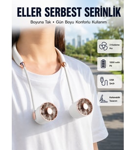 Katlanabilir Asılabilir Fan USB Şarjlı Hafif ve Sessiz Tasarım