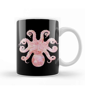 Pink Holographic Octopus Kupa Bardak Porselen