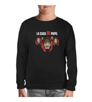 La Casa De Papel - Dali Mask Siyah Çocuk Sweatshirt