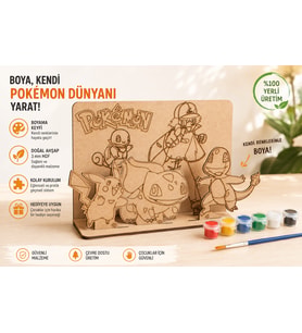 Sevimli Canavarlar 2 Temalı Ahşap Boyama Seti – 3D Geçmeli MDF Dekor, 6 Renk Boya ve Fırça Dahil