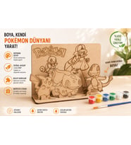 Sevimli Canavarlar 2 Temalı Ahşap Boyama Seti – 3D Geçmeli MDF Dekor, 6 Renk Boya ve Fırça Dahil
