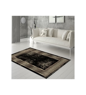 Rovigo Home Dijital Baskı Yıkanabilir Kaymaz Taban Salon Halısı RVG0294-SD869 (Siyah)