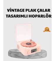 Mey İthalat® 3-Ü-1 Gece Işığı Bluetooth Hoparlör Dijital Saat Plak Çalar Tasarımlı
