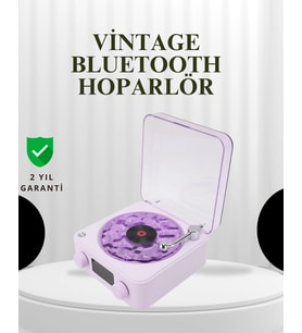 Projektörlü Gece Lambalı Retro Hoparlör – Taşınabilir Bluetooth Speaker