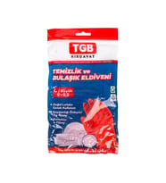 TGB Mutfak Bulaşık Temizlik Ev İş Eldiveni - Kırmızı - No: 9 / Large - 1 Çift Paket