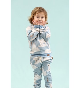 Kutup Ayısı Desenli Dijital Baskılı Organik Bebek Sweatshirt