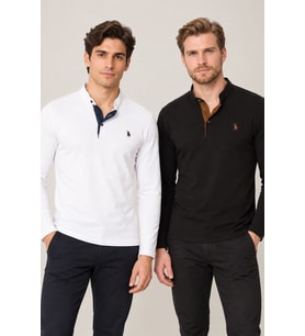 Dewberry Erkek Pamuklu Sweatshirt 2'li Set Siyah-Beyaz V4009 Casual Stil, Jean Kombinleri, Seyahat Gardırobu