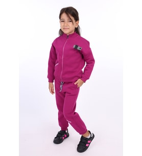 Toontoy Kız Çocuk Nakışlı Eşofman Takım (Mürdüm)