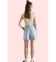 Kadın Pamuk Denim Bermuda Şort Rahat Günlük Yaz Stilleri Modern Tasarım Stilin Buluştuğu Yer (Açık Mavi)