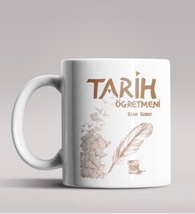 Kişiye Özel Tarih Öğretmeni Tasarımlı Beyaz Renk Kupa Bardak 3