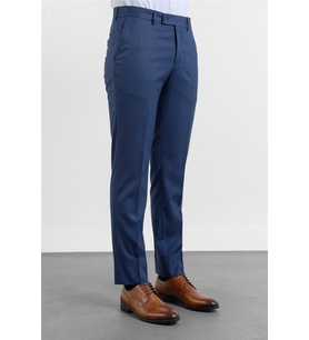 Lacivert - Mavi Yan Cep Kendinden Desenli Comfort Fit Classic Pantolon 1003255177