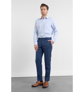 Lacivert-Mavi Yan Cep Kendinden Desenli Comfort Fit Classic Pantolon 1003255177