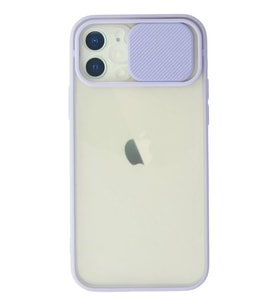 Newface Apple iPhone 12 Kılıf Palm Buzlu Kamera Sürgülü Silikon - Lila