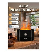 Alev Görünümlü Kumandalı LED Hava Nemlendirici Aromaterapi Difüzör Siyah