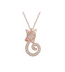 Gümüş Rose Kedi Kadın Kolye CSR2180858