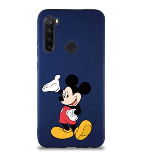 Xiaomi Redmi Note 8 Soft Premier Kapak Mickey Mouse-C Tasarımlı Silikon Kılıf - Lacivert (Şeffaf)