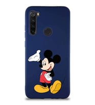 Xiaomi Redmi Note 8 Soft Premier Kapak Mickey Mouse-C Tasarımlı Silikon Kılıf - Lacivert (Şeffaf)