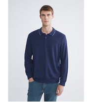 LCW ECO Mavi Polo Yaka Erkek Sweatshirt