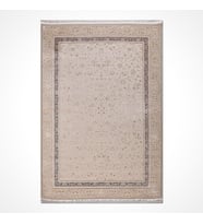 Krem Halı Vintage Stil Floral Desenli Toz Vermez Salon Halısı Yumuşak Doku Yatak Odası