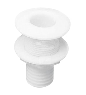 Thru-Hull w/Fl.Flange 3/4", w/Hose Barb Ø20mm, White