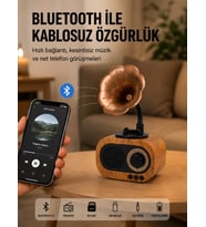 Mini Nostaljik Bluetooth Hoparlör FM Radyo 8 Saat Batarya Yeni Nesil