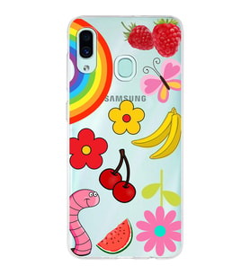 PrintiFy Samsung Galaxy A30 ile Uyumlu 1mm Slim Fit Water Color 5 Baskılı Şeffaf  Kılıf