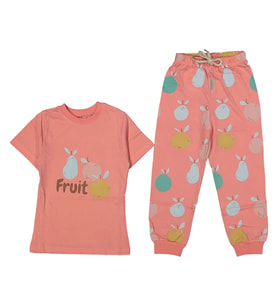 Kız Çocuk Narçiçeği Meyve Baskılı Pijama Takımı