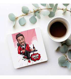 Kişiye Özel Havalı Patron Karikatürlü Bardak Altlığı