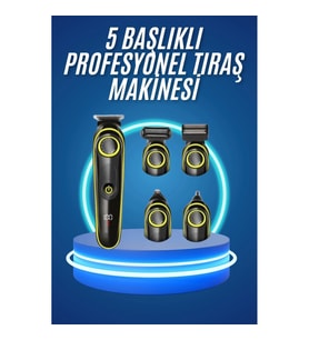 Mey İthalat® 5 Başlıklı Şarjlı Tıraş Makinesi Kablosuz Saç Sakal Burun Tıraşına Uygun