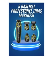 Mey İthalat® 5 Başlıklı Şarjlı Tıraş Makinesi Kablosuz Saç Sakal Burun Tıraşına Uygun