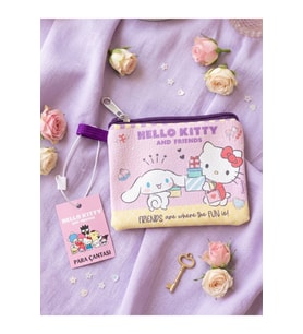 Kuromi & Hello Kitty Lisanslı Deri Para Çantası Cüzdan 10,5x8,5 cm