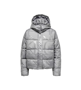 Only Onlmercedes Aop Puffer Kadın Günlük Mont 15326045-DECEMBER-SKY Gri (Çok Renkli)