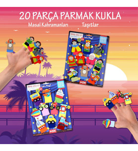 2 Set - 20 Parça Tox Masal Kahramanları ve Taşıtlar Parmak Kukla T181 T225