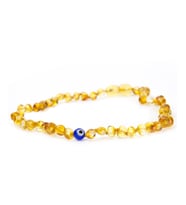 SERTİFİKALI ORİJİNAL KEHRİBAR BEBEK DİŞ KOLYESİ 32-33 cm 0-4 YAŞ (Nazar Boncuklu)