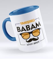 BK Gift Kişiye Özel Yakışıklı Babam Tasarımlı Mavi Kupa Bardak - Model 2