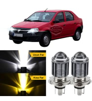 Dacia Logan 2009-2020 Uyumlu Mercekli Far Ampulü Led Xenon Sarı-Beyaz Şimşek Etkili Uzun Kısa